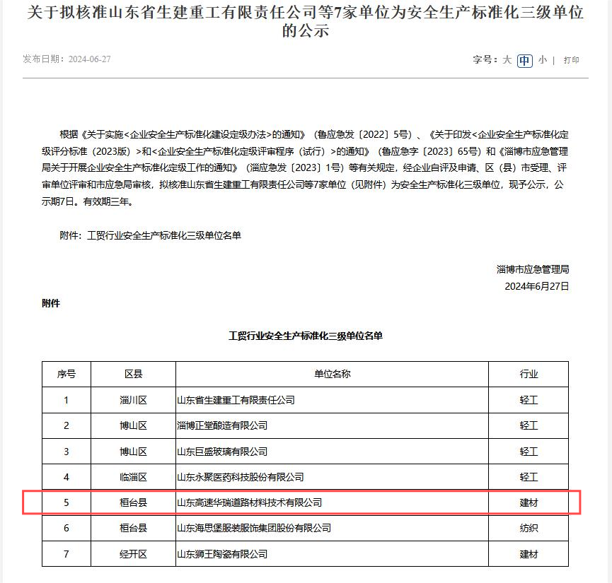 踐行“六個主題年”丨華瑞公司獲評安全生產(chǎn)標(biāo)準(zhǔn)化三級單位